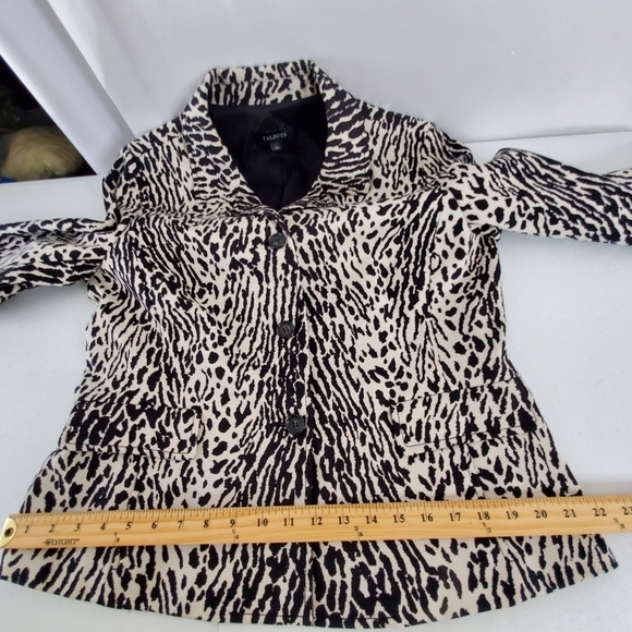 Talbots Textured Lined Blazer Size 16 Button Front Jacket Animal Print Office - Picture 8 of 13